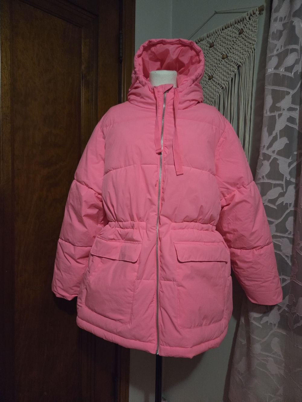 Universal Thread Bright Pink Hooded Puffer Coat